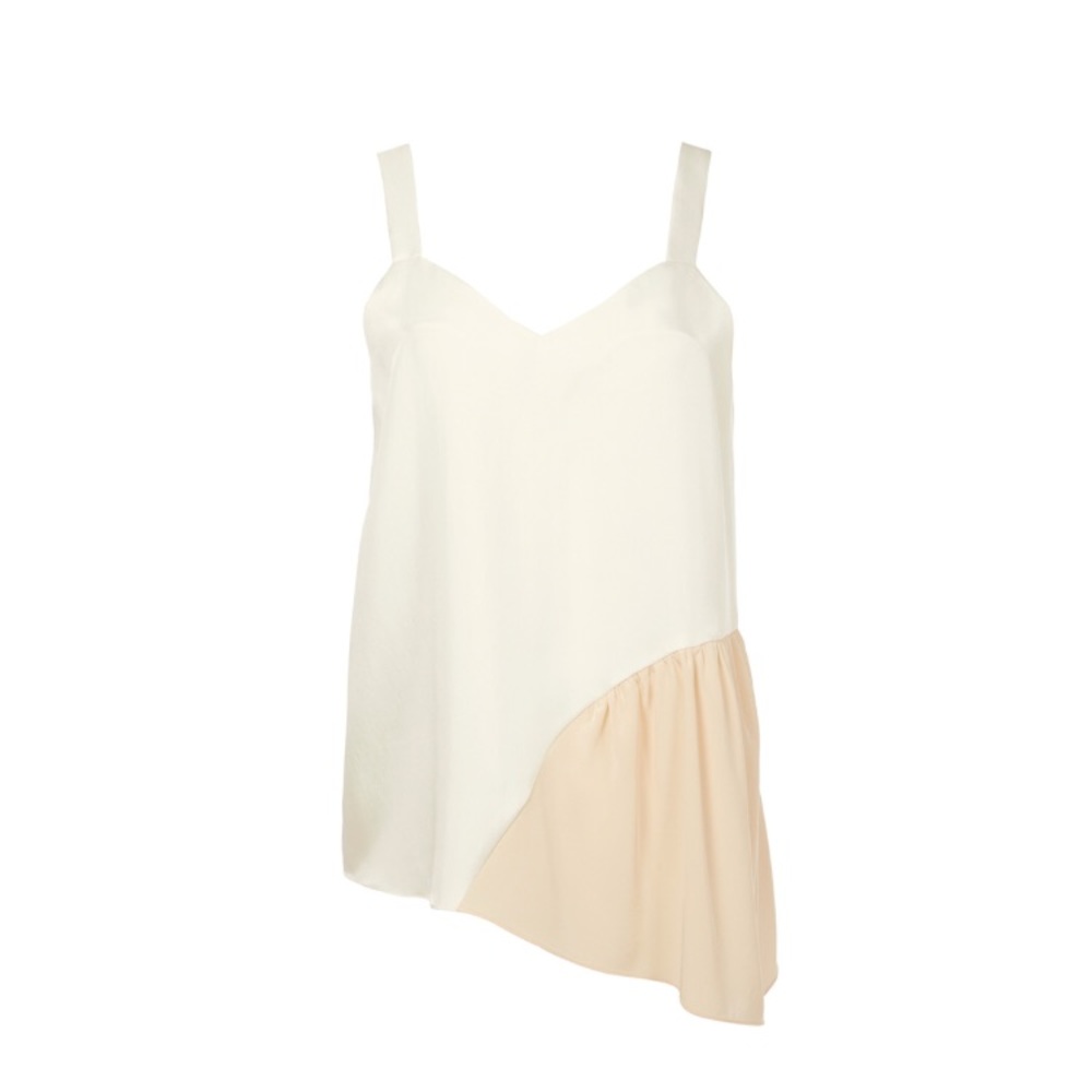 Tibi colorblock shirred cami ivory/blush size 0
